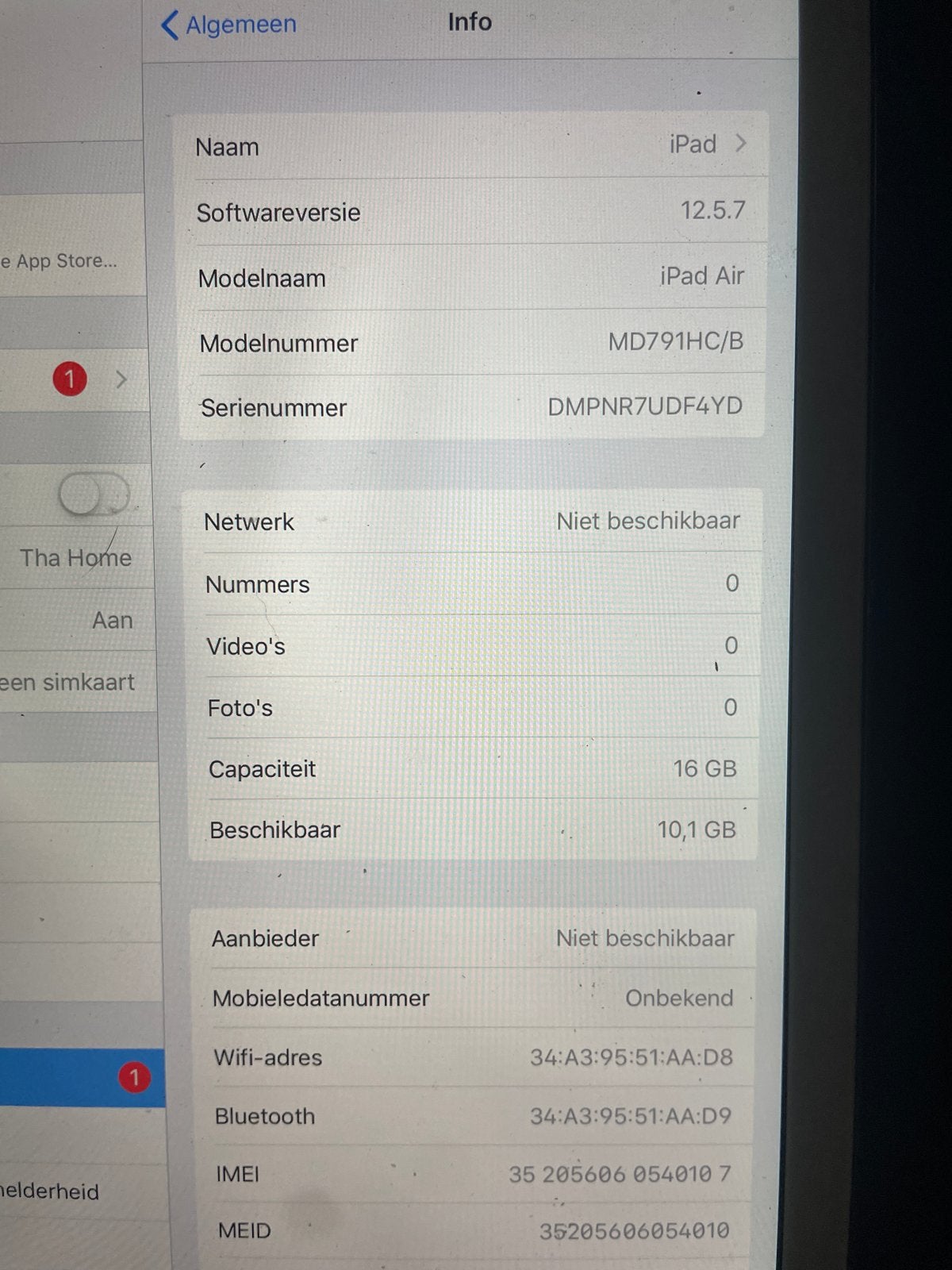 Apple iPad Air 16GB Wi-Fi - Wit/Zilver, Computers en Software, Apple iPads, Gebruikt, Apple iPad Air, Wi-Fi, 10 inch, 16 GB, Wit