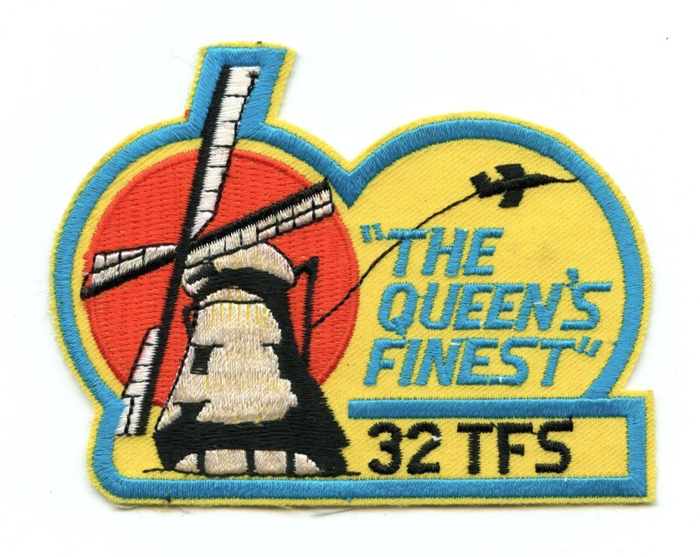 USAF patch 32TFS The Queen's Finest F-4E Phantom Soesterberg, Verzamelen, Ophalen of Verzenden, Luchtmacht, Amerika, Embleem of Badge