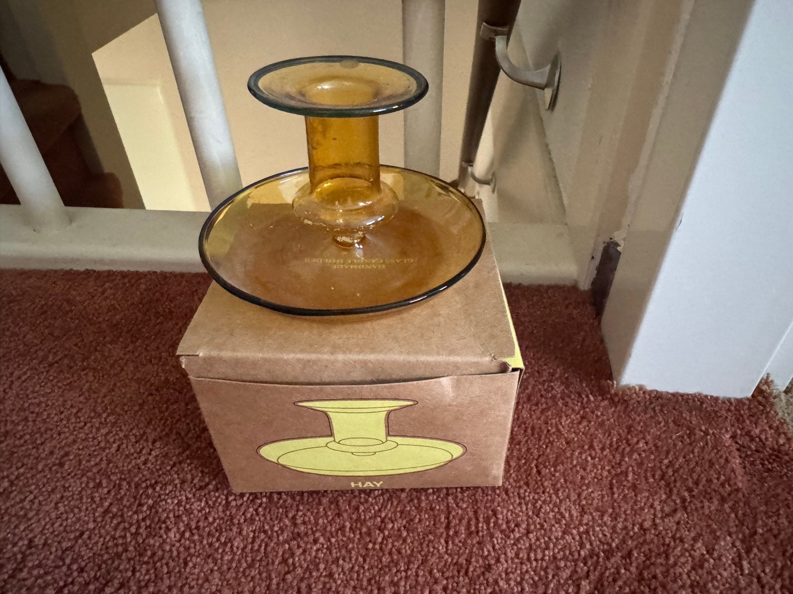 HAY Flare Kandelaar Amber Glas - Nieuw in Doos, Overige materialen, Overige kleuren, Nieuw, Ophalen of Verzenden