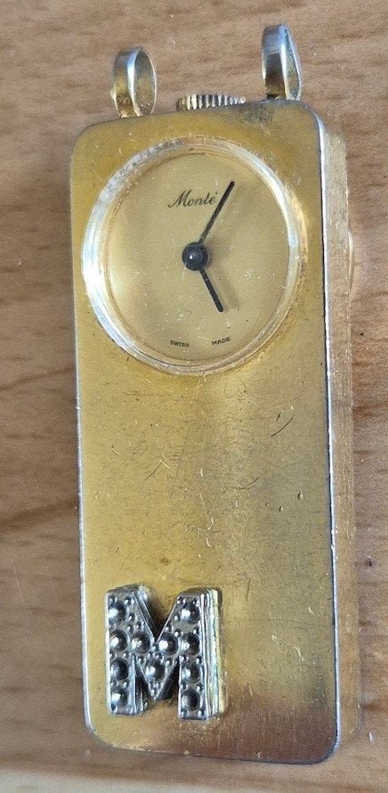 Monté Swiss Made ketting hang horloge., Sieraden, Tassen en Uiterlijk, Horloges | Antiek, Overige merken, Zakhorloge, Staal, 1960 of later