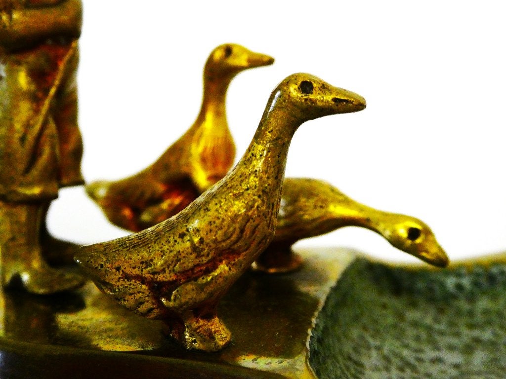 Vide poche / schaaltje ganzenhoeder / eendenhoeder gans eend, Ophalen of Verzenden, Brons