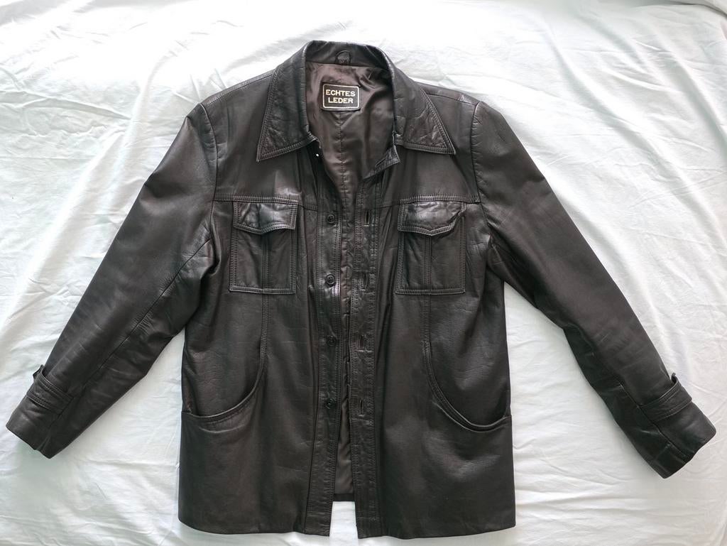 Retro lerenjas uit jaren 70 , Echt Leder., Kleding | Heren, Ophalen of Verzenden