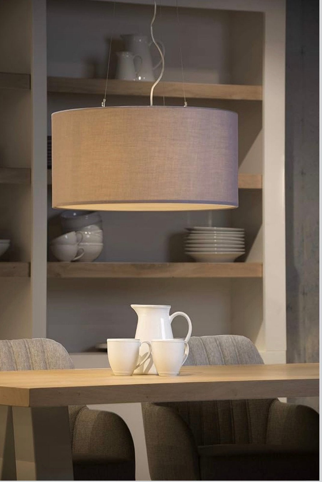Lucide CORAL hanglamp Ø 60 cm  1xE27 Grijs, Ophalen, Gebruikt, Textiel, E27 (groot)