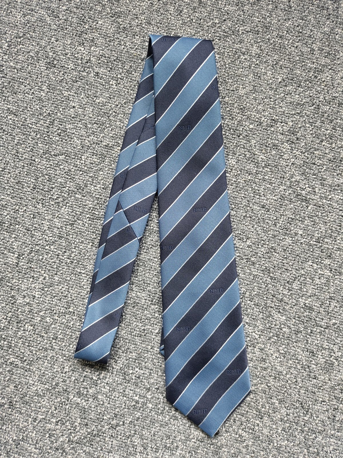 Vintage NMB Bank Stropdas – ING Nederlands Financieel Erfgoe, NMB, Blauw, Ophalen of Verzenden, Met patroon
