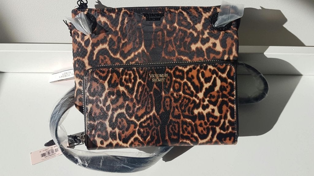 Victoria's Secret Leopard Schoudertas & Portemonnee Set, Verzenden, Nieuw, Bruin, Schoudertasje