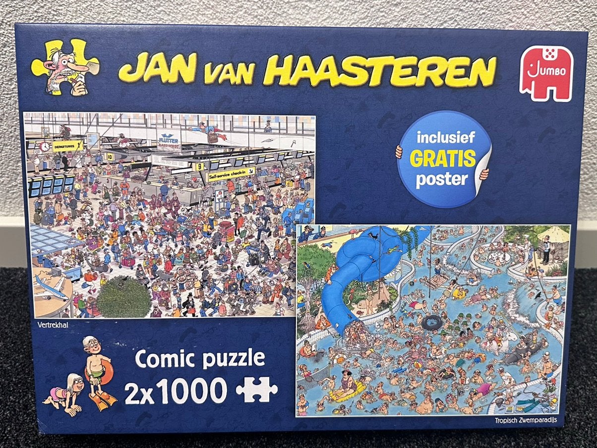 NIEUW!🎁 Jan van Haasteren 2x1000 VERTREKHAL & ZWEMPARADIJS, Ophalen of Verzenden, 500 t/m 1500 stukjes, Nieuw, Legpuzzel