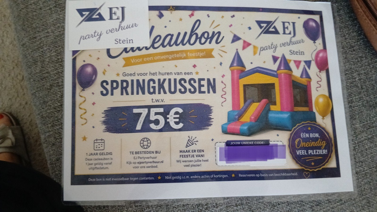 Cadeaubon, Tickets en Kaartjes, Eén persoon, Cadeaubon