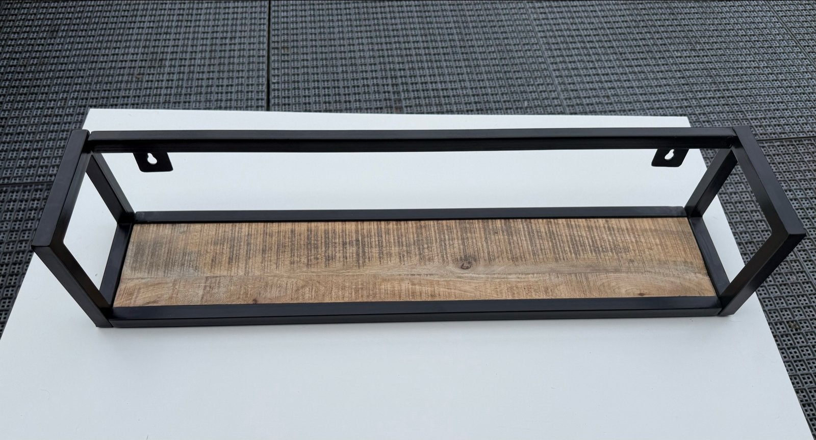 Industriële wandplank metaal en hout, Ophalen, Gebruikt