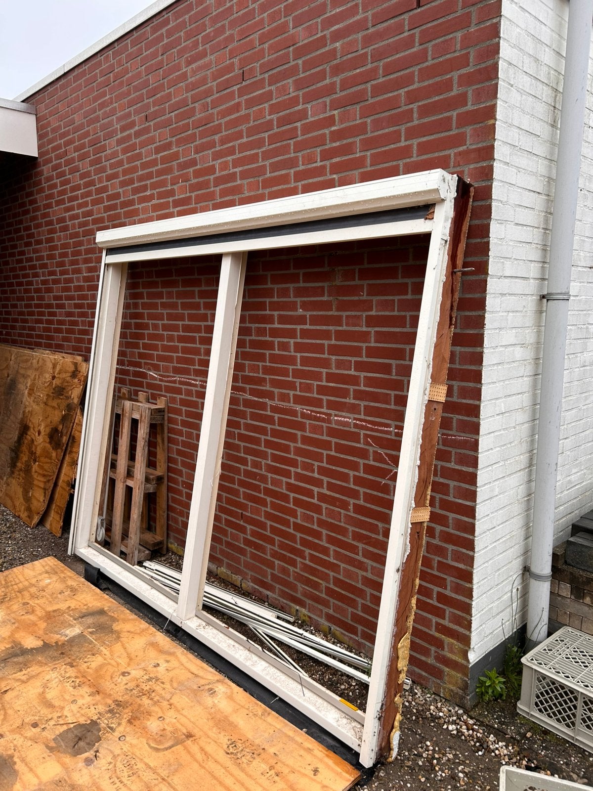 Dubbele hardhouten kozijn zonder glad, Doe-het-zelf en Verbouw, Kozijnen en Schuifpuien, Ophalen, Gebruikt, Hout, Raamkozijn