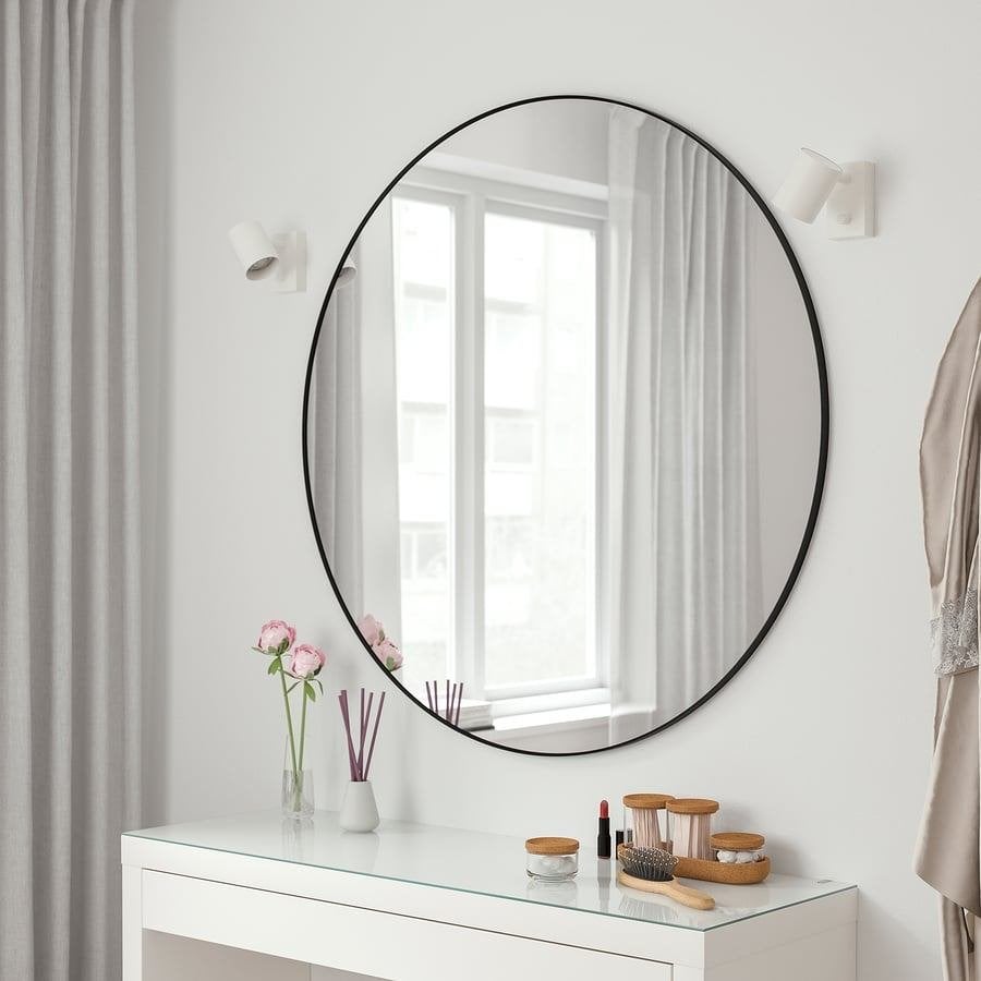IKEA LINDBYN spiegel 110 cm - Zo goed als nieuw, Ophalen, 100 tot 150 cm, Rond, Zo goed als nieuw