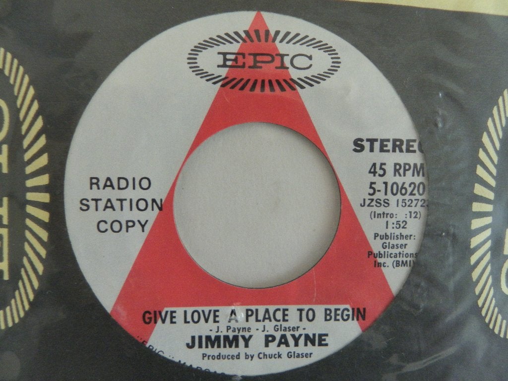 Single Jimmy Payne - Give Love A Place To Begin - Promo, 7 inch, Ophalen of Verzenden, Zo goed als nieuw, Country en Western