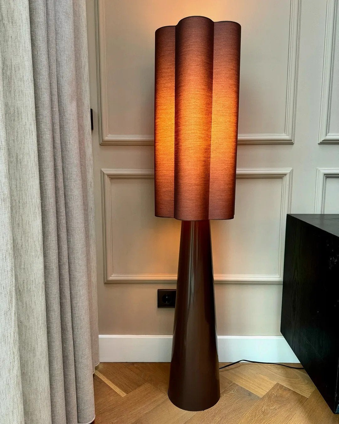 Vloerlamp Pandia bruin, Ophalen, Modern, Sfeervol, 100 tot 150 cm, E27 (groot)