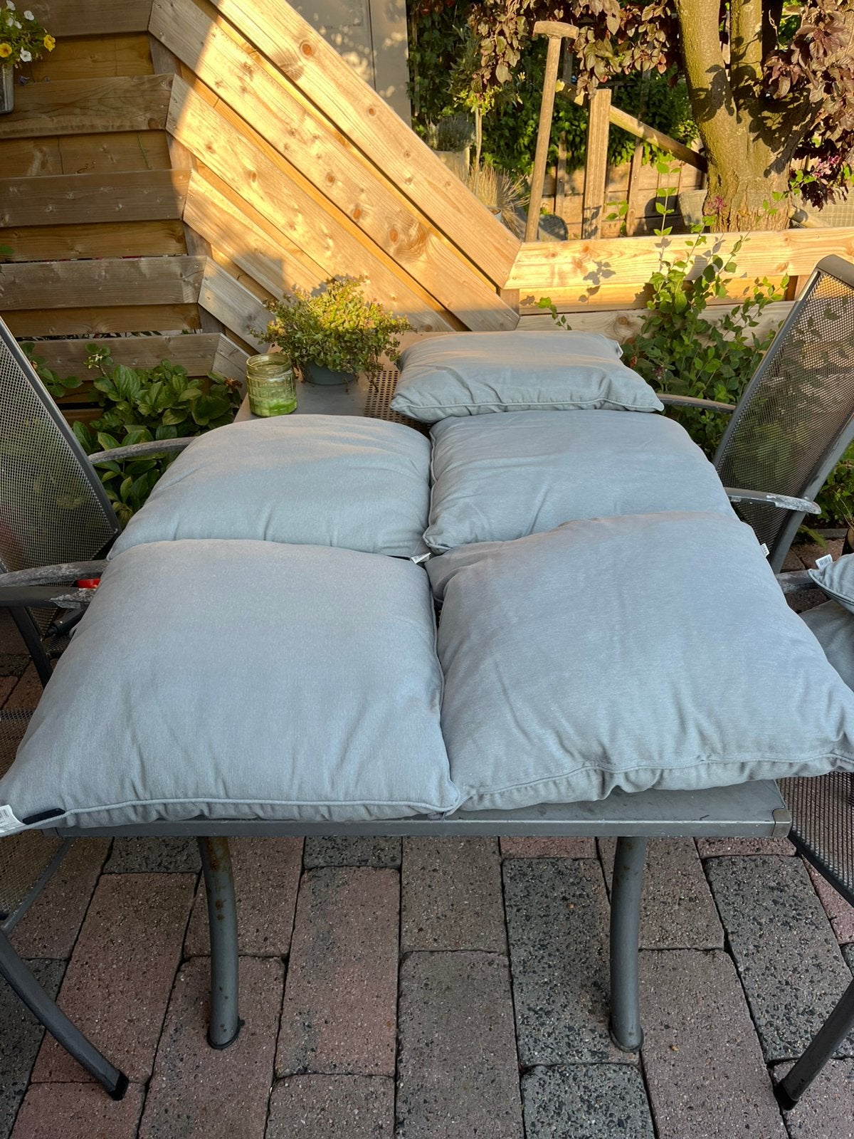 Z.g.a.n. 11 Madison tuinkussens; grijs en lila, Tuin en Terras, Ophalen, Zo goed als nieuw