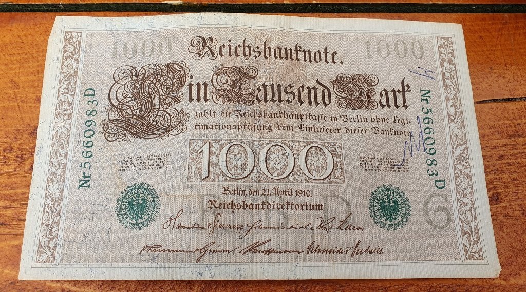 10x 1000 Reichsmark 1910, Ophalen of Verzenden, Duitsland, Setje