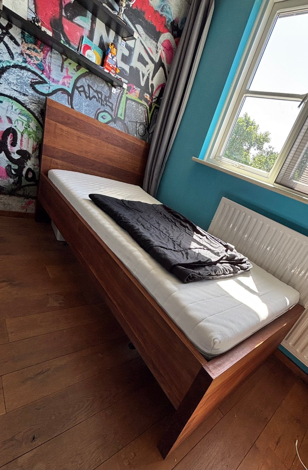 Mooi houten bed van Goossens 90 cm bij 200 cm, Huis en Inrichting, Slaapkamer | Bedden, Ophalen, Gebruikt, 90 cm, Eenpersoons