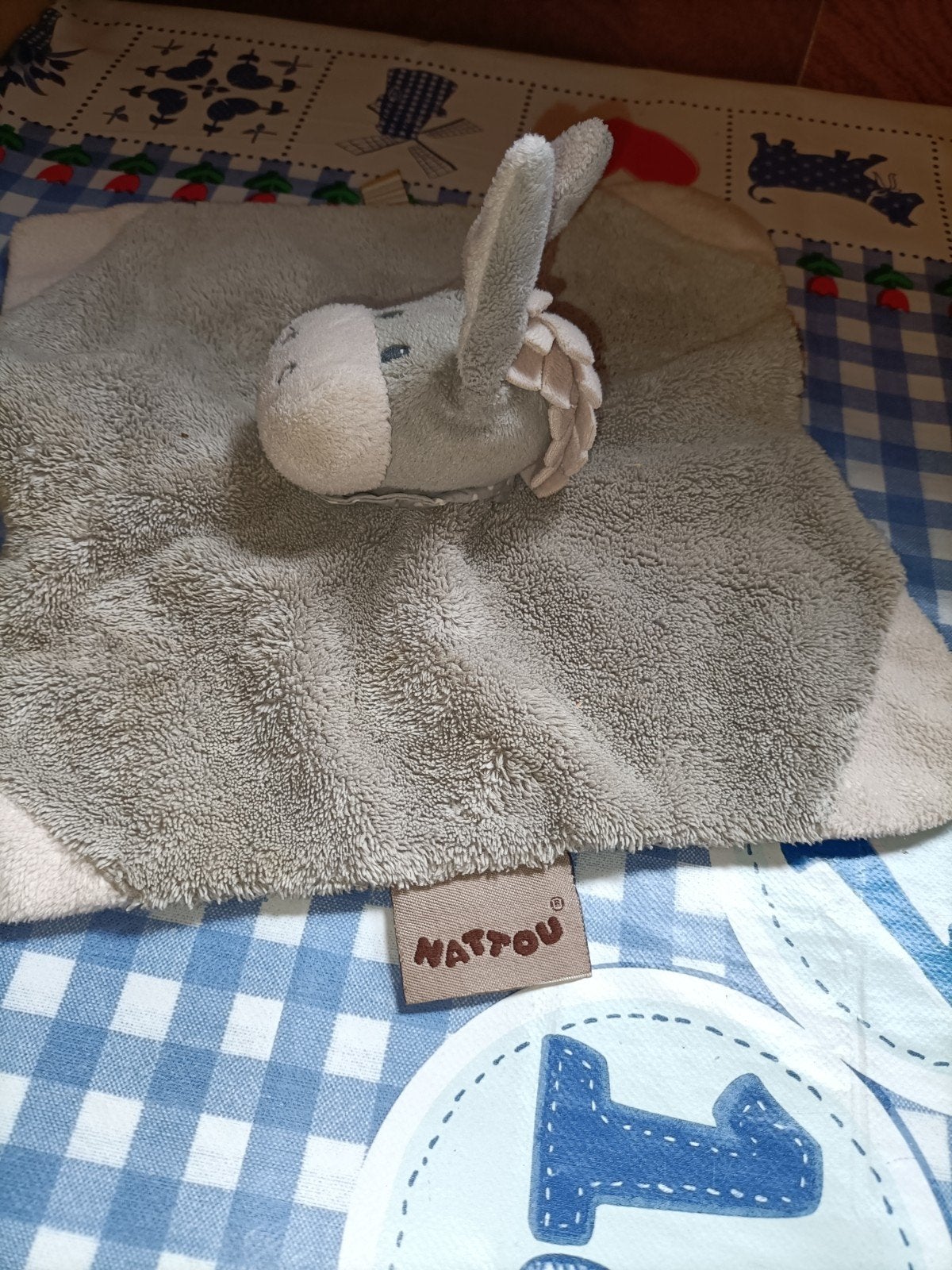 Nattou paard / ezel knuffeldoekje grijs, Ophalen of Verzenden, Zo goed als nieuw