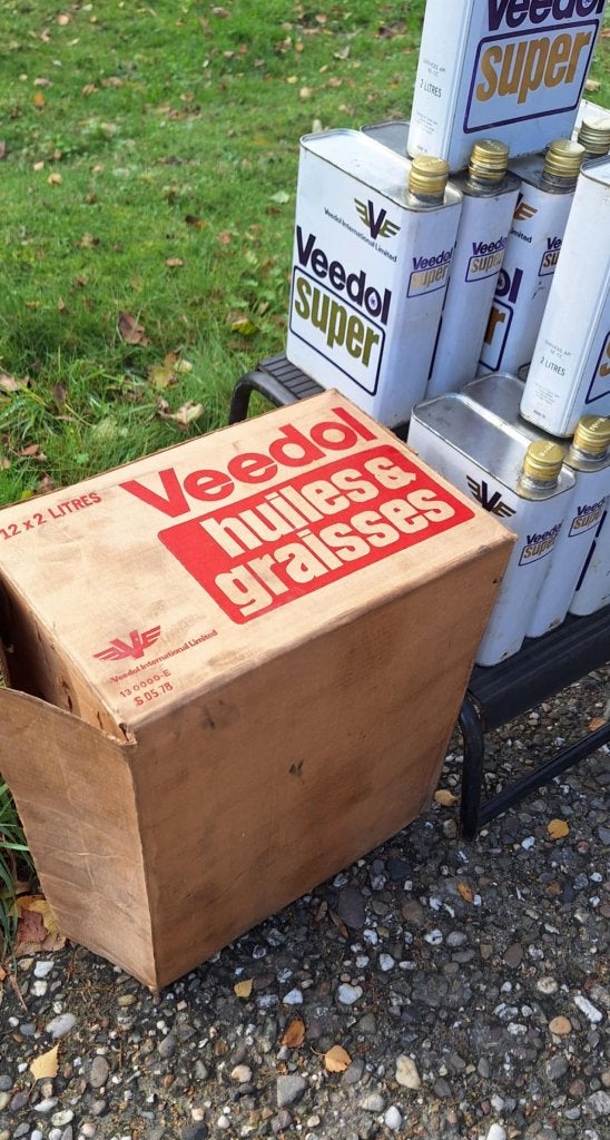 12 vintage Veedol Super Olie blikken in originele doos️️️️⛽️, Ophalen of Verzenden, Gebruikt, Overige, Overige merken