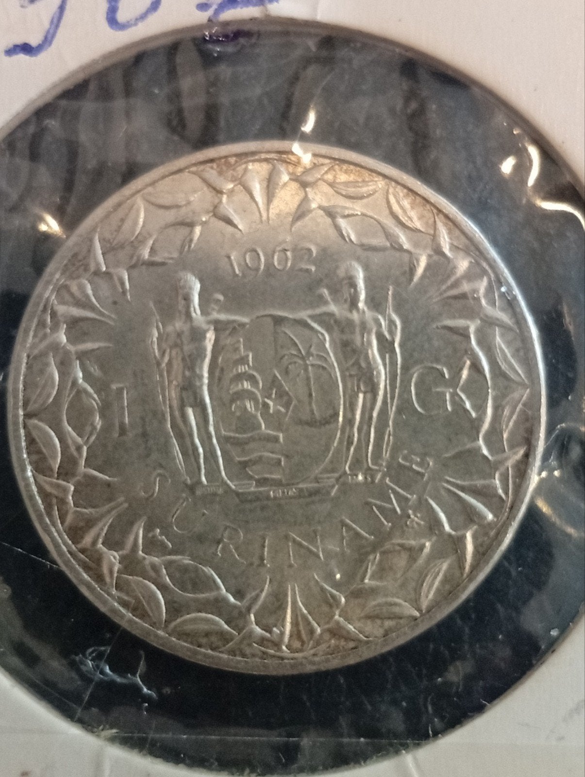 Zilveren 1 Gulden Suriname 1962 Koningin Juliana, 1 gulden, Koningin Juliana, Zilver, Ophalen of Verzenden