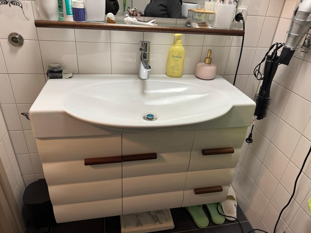 Badkamermeubel met wastafel en spiegel, Huis en Inrichting, Badkamer | Badkamermeubels, Ophalen, Gebruikt, 50 tot 100 cm, Minder dan 100 cm
