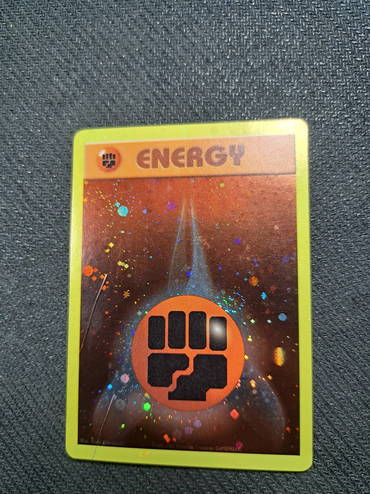 Pokémon Fighting Energie Holo Kaart met Swirl (1995-2000), Ophalen of Verzenden, Gebruikt, Losse kaart, Foil