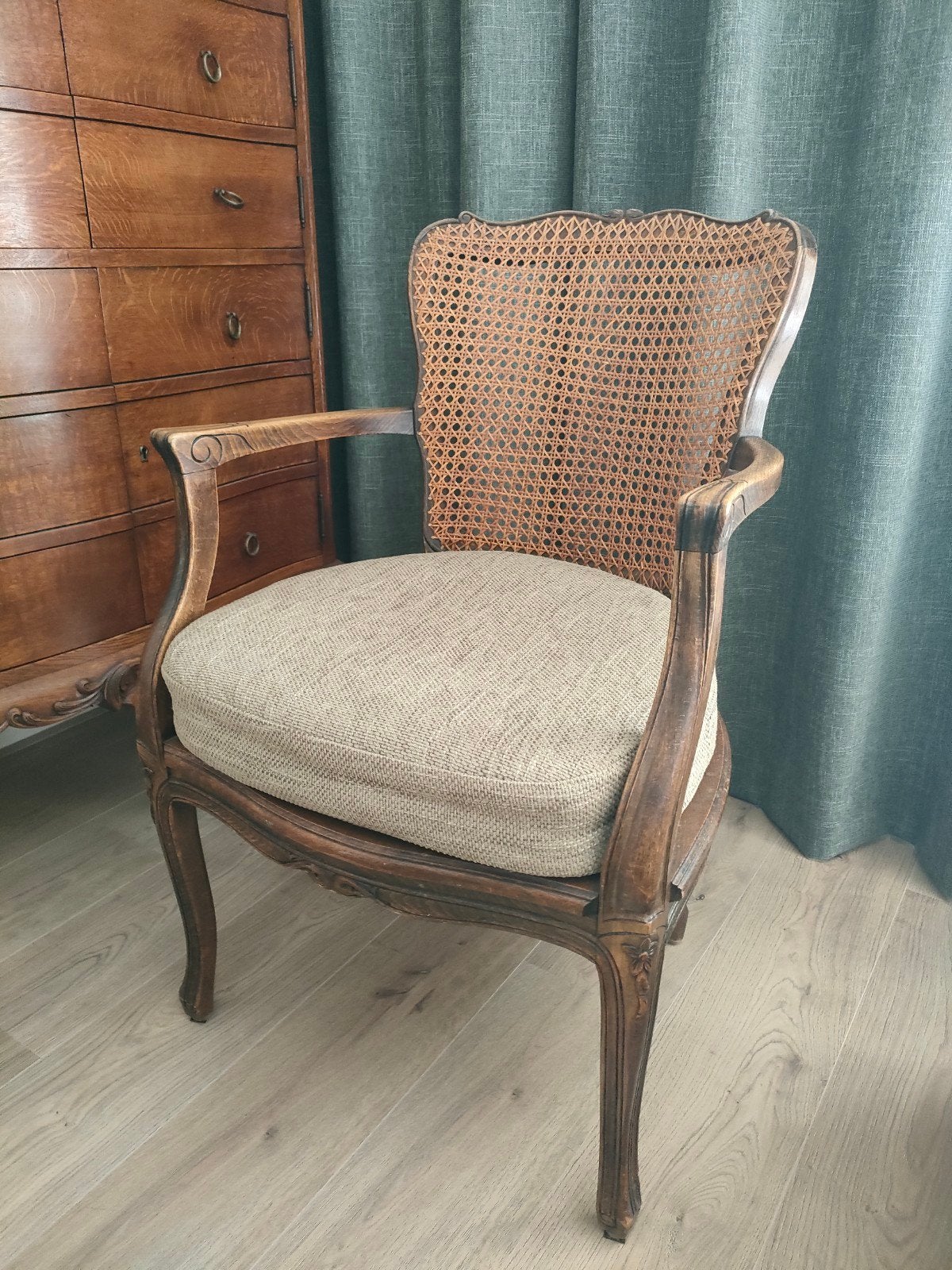 Vintage stoel met rotan / cane webbing, Ophalen