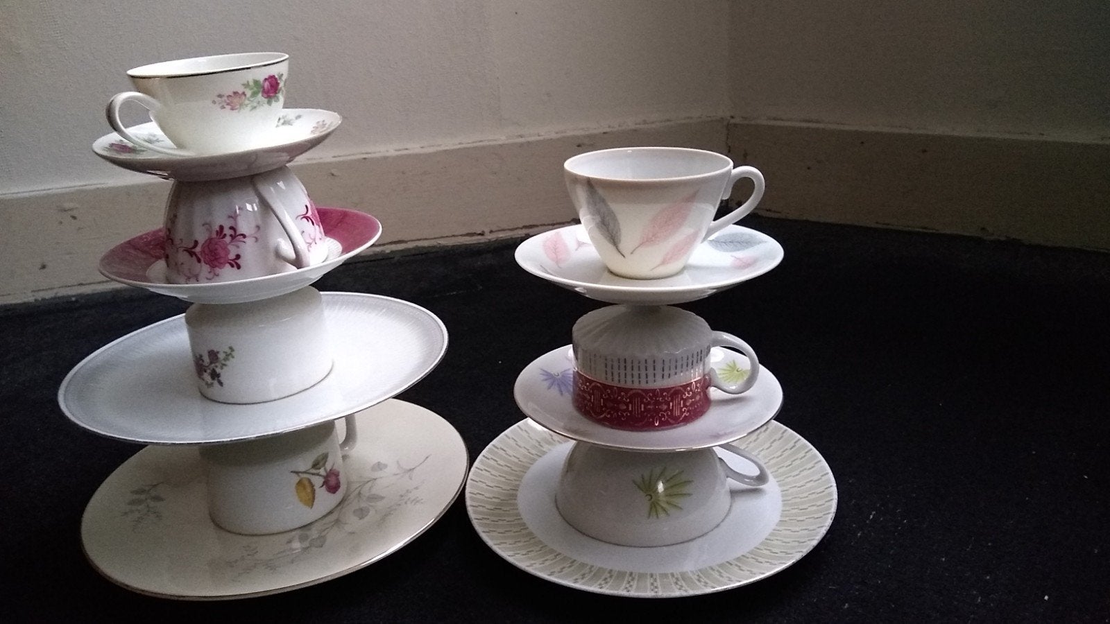 Etagėre van vintage servies retro 7€ per stuk, Ophalen of Verzenden