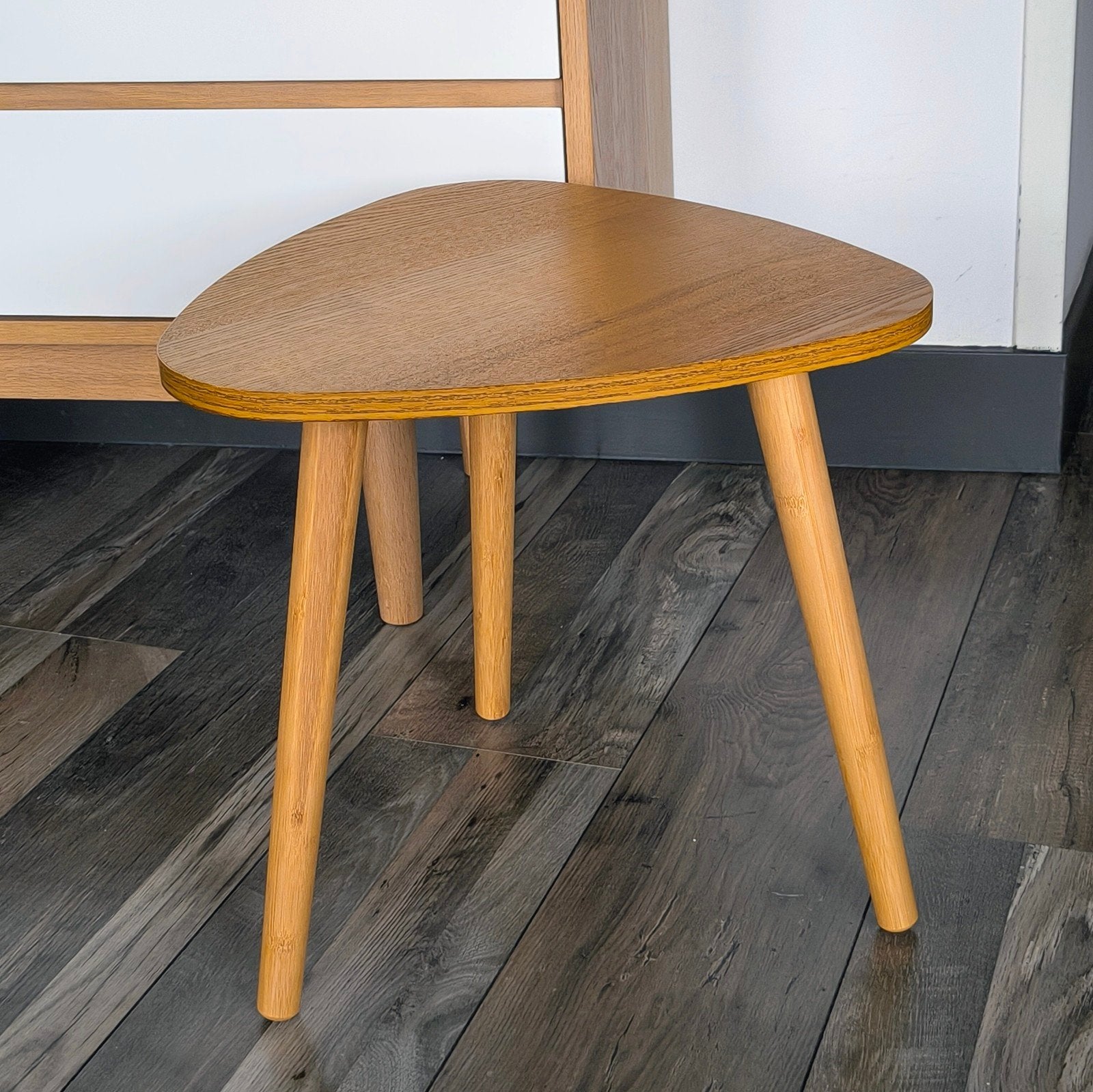 Houten Driehoekige Bijzettafel/Kruk- Vintage Look, Ophalen, Minder dan 45 cm, Minder dan 55 cm, Gebruikt