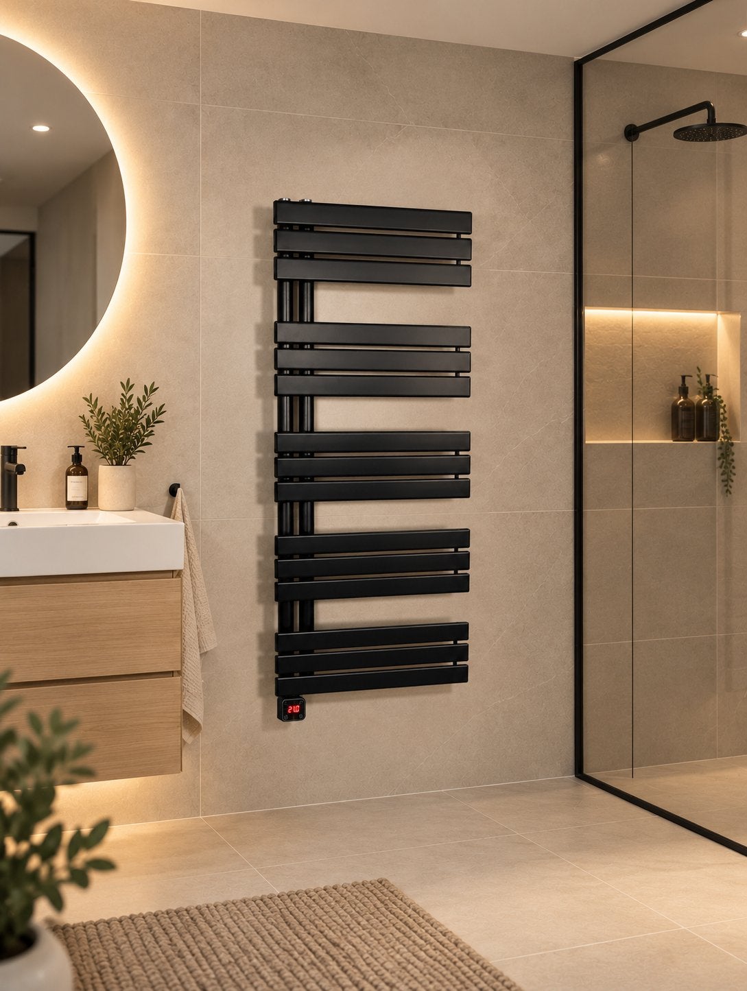 Elektrische badkamer radiator Anjer ELECT. 500x 1150 Zwart
