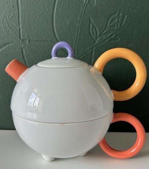 Arzberg theepotje porselein tea for one Memphis stijl 80s, Ophalen of Verzenden