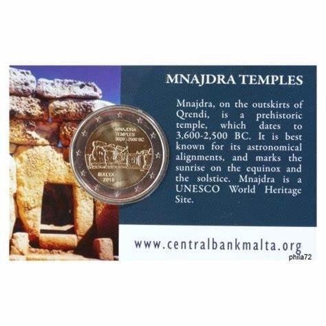 2018 Coincard Malta Mnajdra Temples, Postzegels en Munten, Munten | Europa | Euromunten, Ophalen of Verzenden, Malta, 2 euro