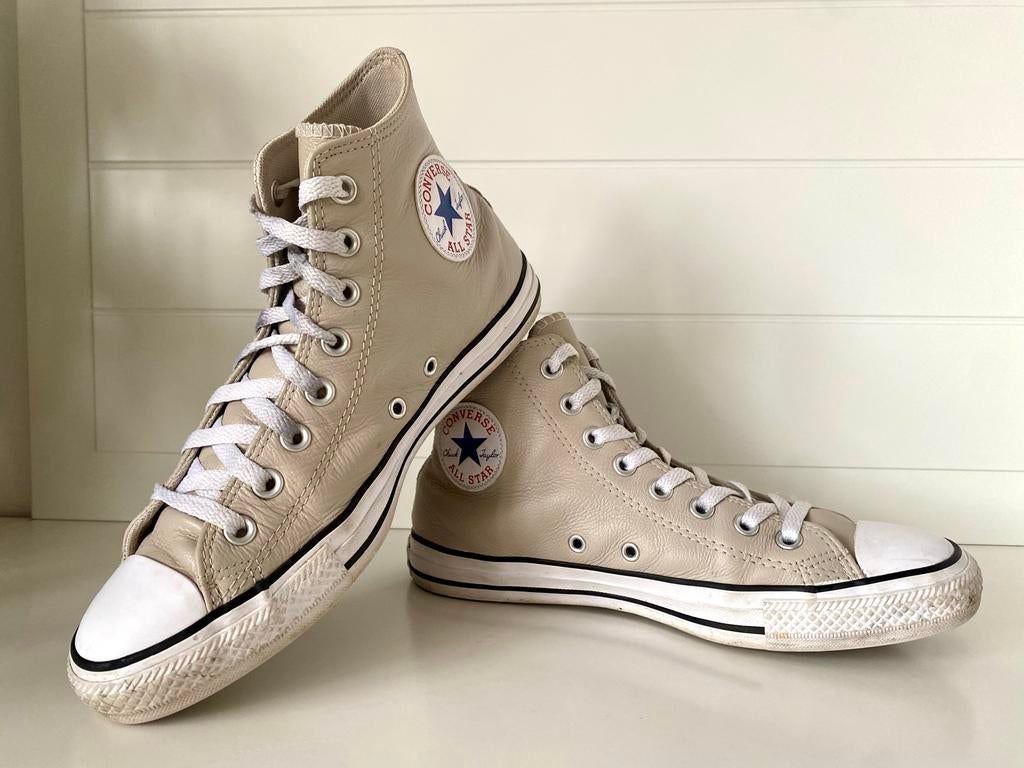 Converse All Star High Top Sneakers Leer Maat 41 beige, Ophalen of Verzenden, Zo goed als nieuw, Overige kleuren, Sneakers of Gympen
