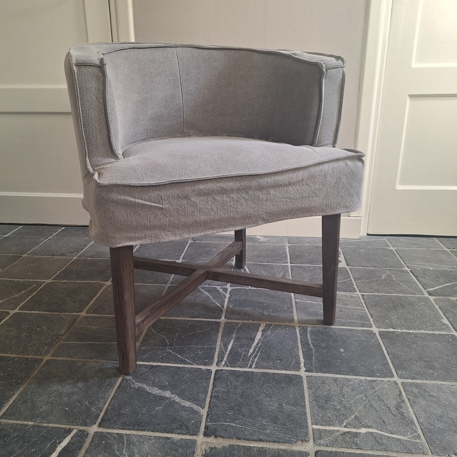 Grijze stoel/ fauteuil, Huis en Inrichting, Fauteuils, Ophalen