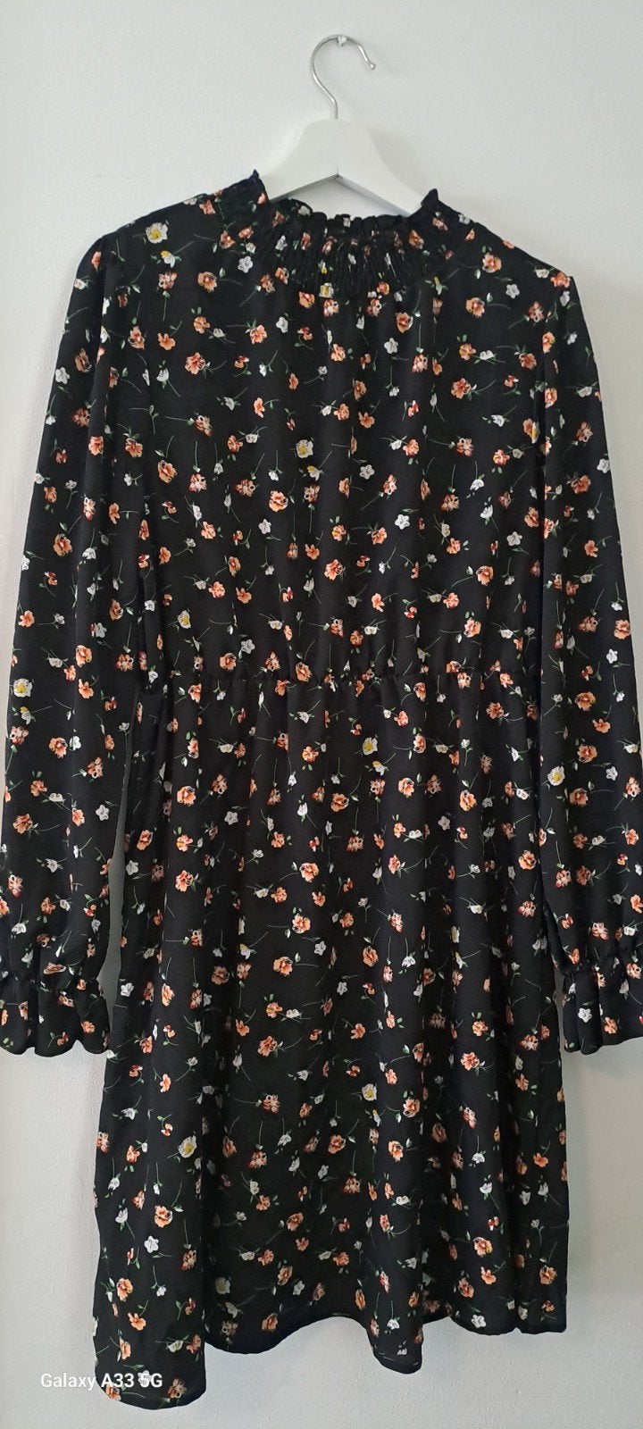 Zwart bloemenjurkje met lange mouwen - Shein, Maat 42/44 (L), Nieuw, Shein, Meerkleurig