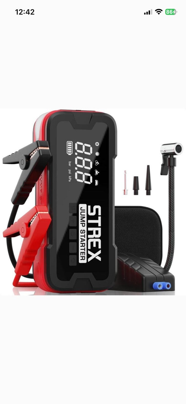 STREX jumpstarter (met compressor, powerbank en noodlamp), Auto diversen, Jumpstarters, Ophalen of Verzenden, Nieuw
