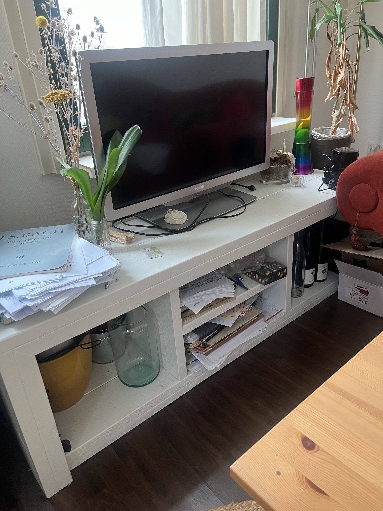 Wooden White Lowboard, Ophalen, 100 tot 150 cm, Zo goed als nieuw, Minder dan 100 cm
