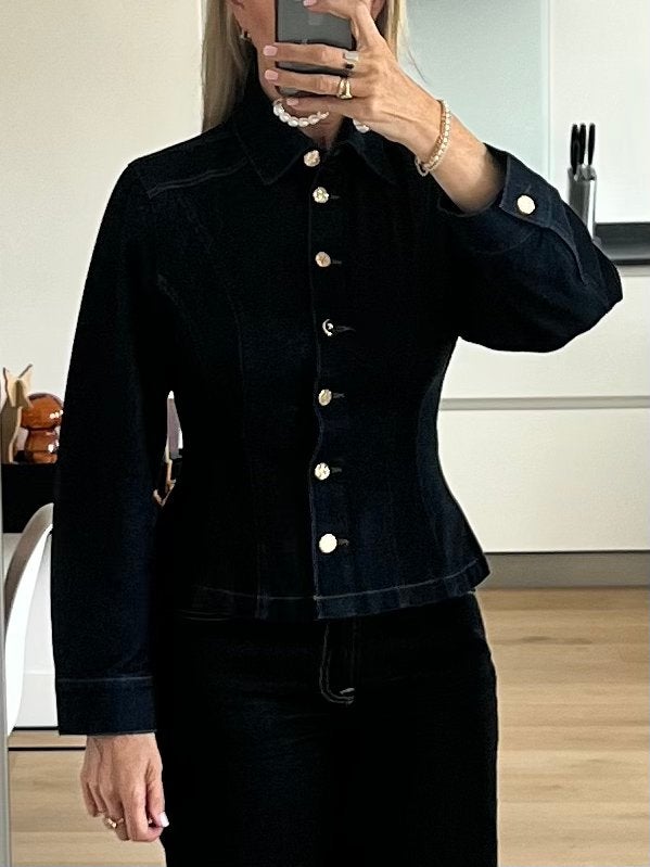 Donkerblauwe denim blouse van Amisu, Ophalen of Verzenden, Nieuw, Maat 36 (S), Blauw