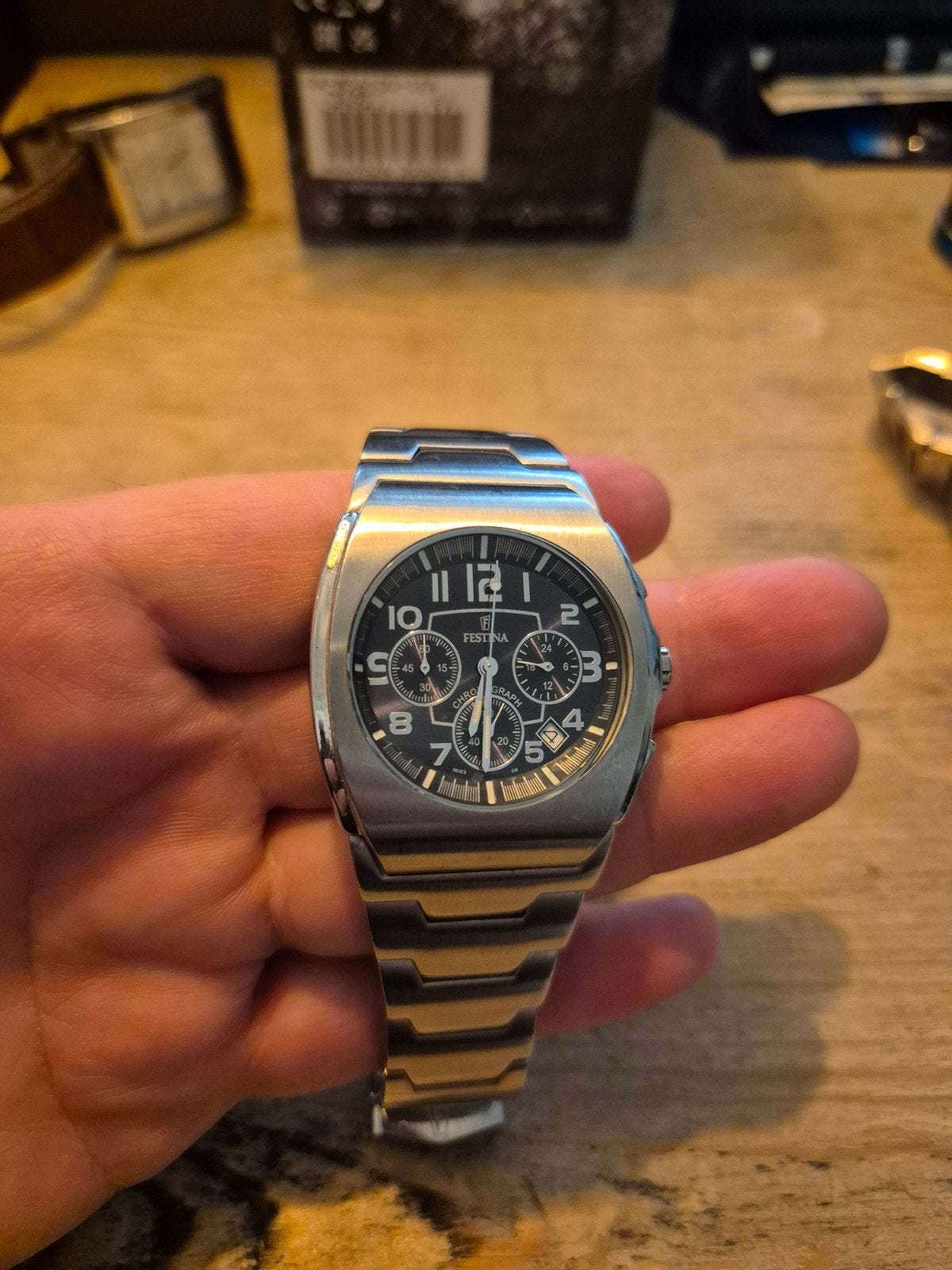 Festina Chronograaf F16102 - Saffierglas - RVS - Nette staat, Ophalen of Verzenden