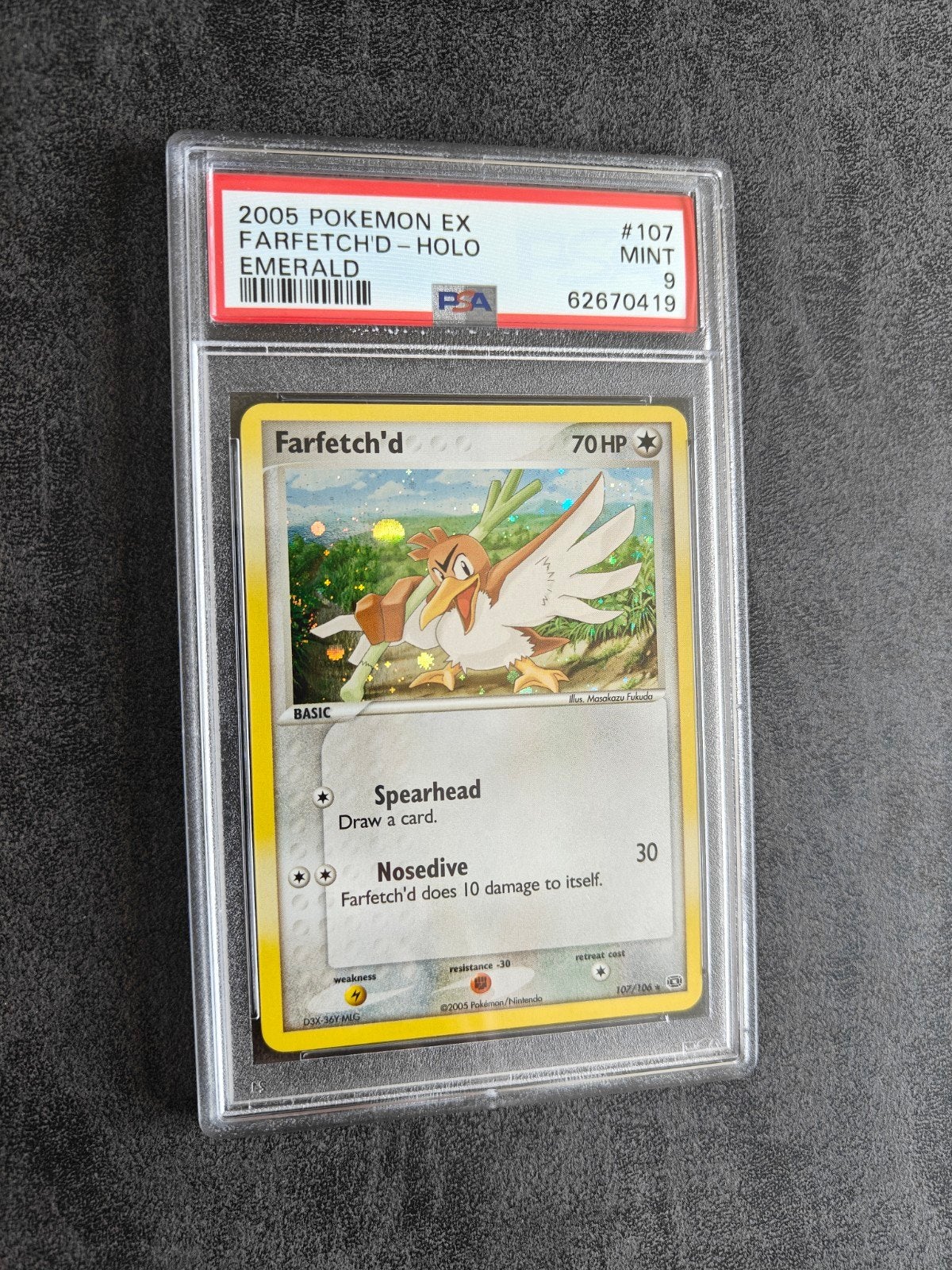 Farfetch'd Holo EX Emerald PSA 9 Pokémon Kaart, Ophalen of Verzenden