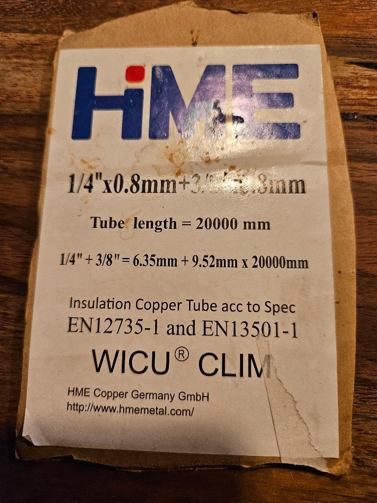 HME WICU CLIM Geïsoleerde Koperen Aircoleiding, Witgoed en Apparatuur, Ophalen, Minder dan 60 m³, Nieuw, 3 snelheden of meer