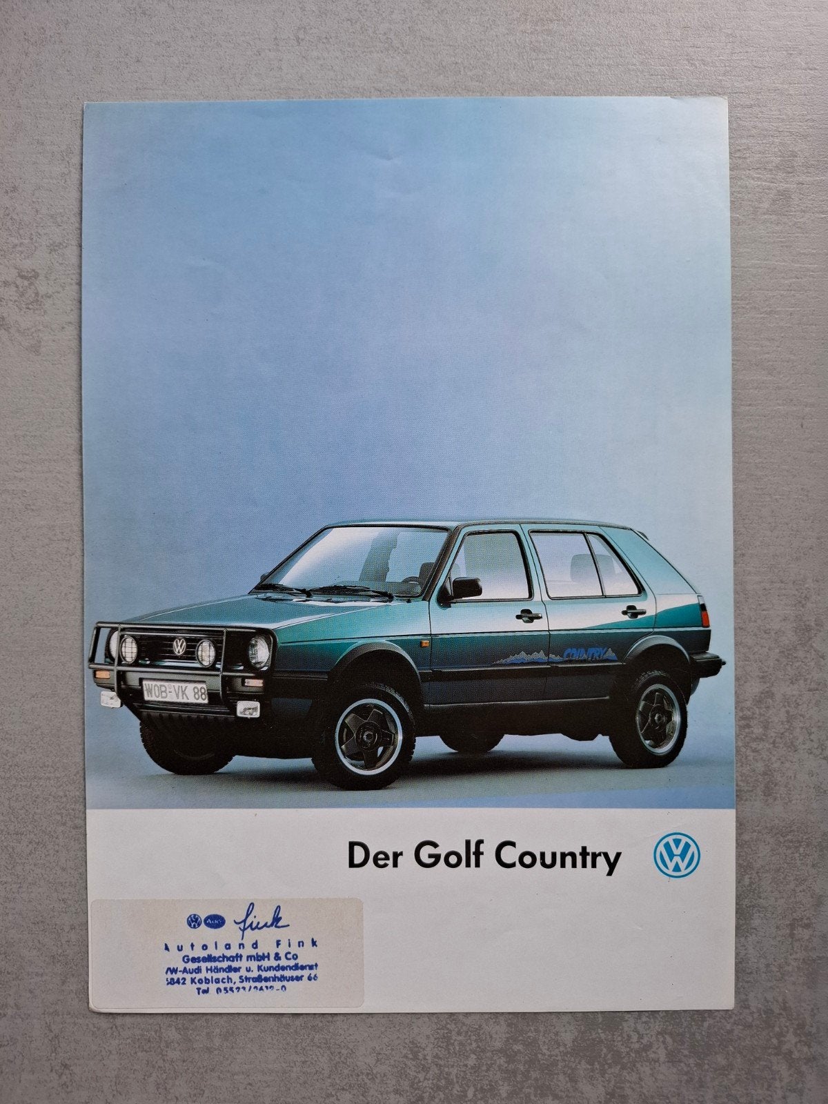 Volkswagen Golf Country sheet - 1990, Ophalen of Verzenden, Zo goed als nieuw, Volkswagen