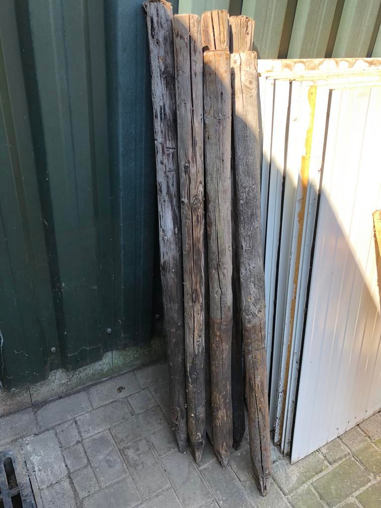 Afrastering palen 7 stuks, Tuin en Terras, Ophalen, Gebruikt, Minder dan 180 cm, Palen