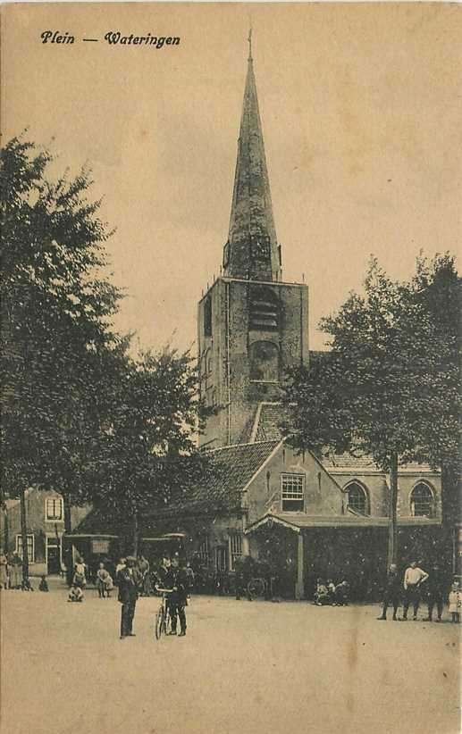 380-219-021 Wateringen  Plein, Verzamelen, Ansichtkaarten | Nederland, Verzenden, Voor 1920, Zuid-Holland
