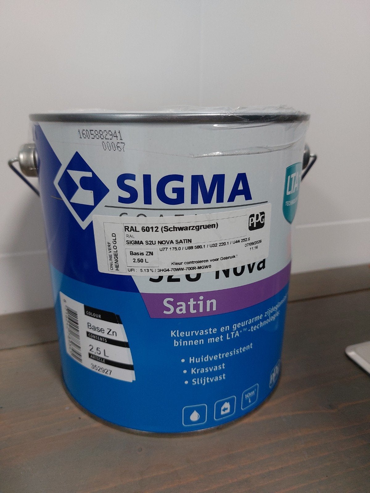 Sigma S2U Nova Satin verf - 2.5L - Nieuw in folie RAL 6012, Wit, Nieuw, Ophalen of Verzenden, Verf