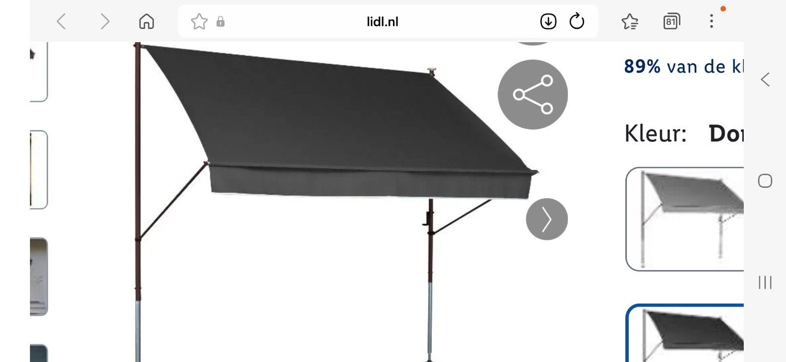 Nieuw Florabest Zonnescherm/Luifel 300x150cm Antraciet, Ophalen, Overige typen, Nieuw, Minder dan 250 cm
