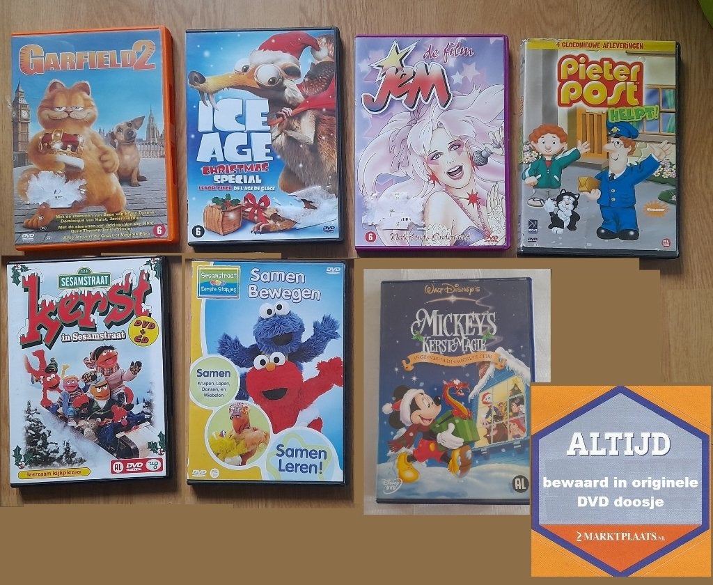 Garfield, ice age, jem, pieter post, sesamstraat, mickey, Alle leeftijden, Ophalen of Verzenden, Zo goed als nieuw