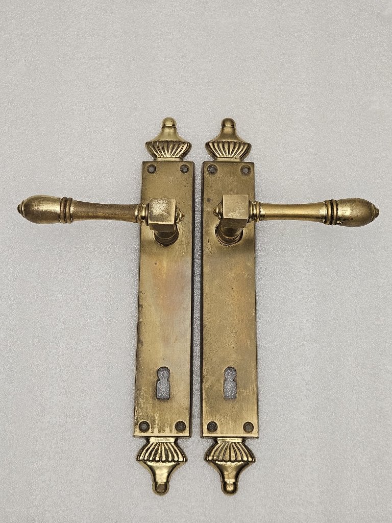 Setje Antieke Geelkoperen Deurbeslag set nr.41, Antiek en Kunst, Ophalen of Verzenden