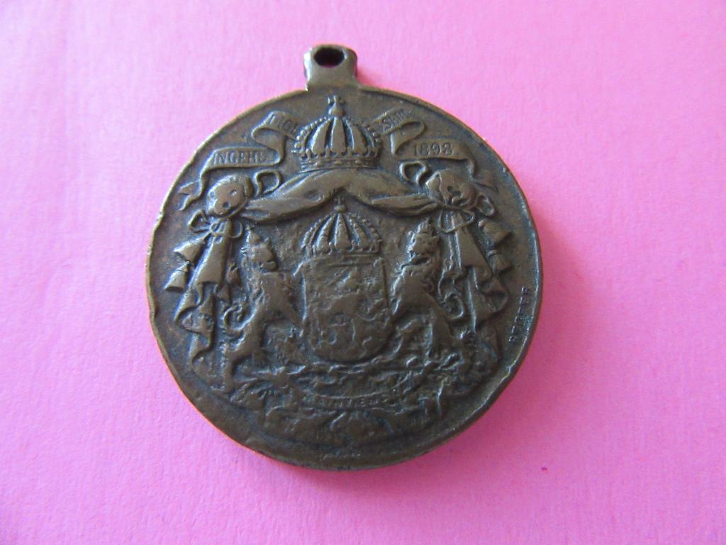 inhuldiging van Koningin Wilhelmina in 1898 brons 29mm, Verzenden, Gebruikt, Nederland, Postzegel(s) of Munt(en)