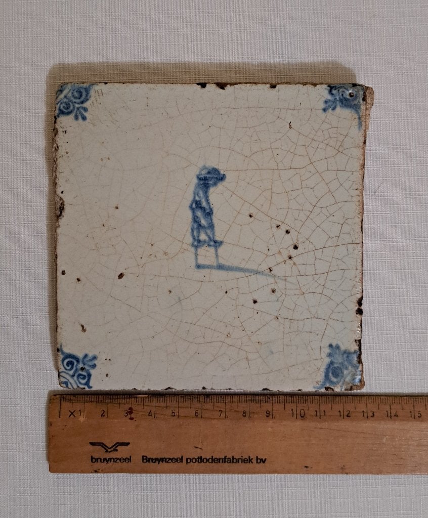 17e eeuwse tegel kinderspel steltloper antiek wandtegel, Verzenden