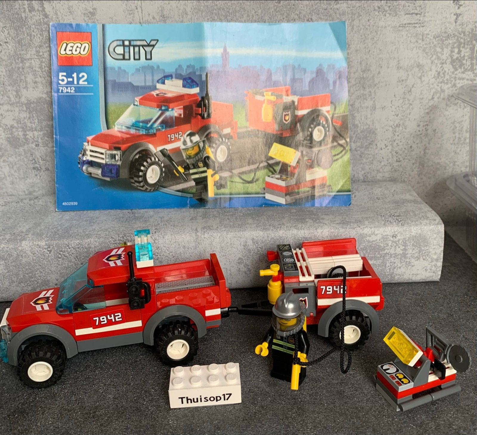 Lego City Brandweerwagen met aanhanger (Set 7942), Lego, Ophalen of Verzenden, Compleet, Complete set