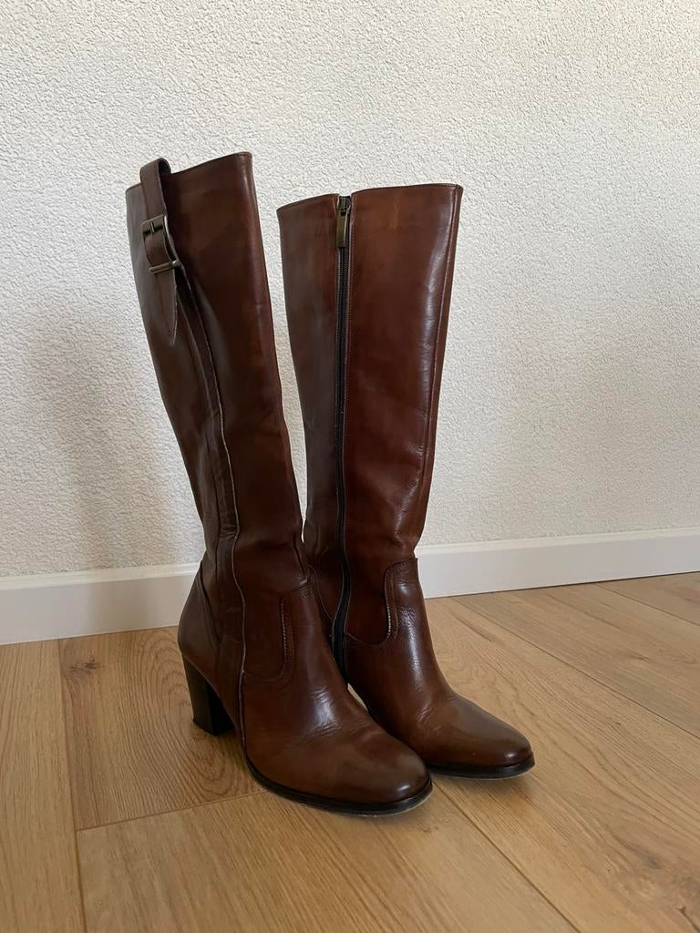 Leren laarzen, maat 38, Kleding | Dames, Schoenen, Hoge laarzen, Bruin, Ophalen of Verzenden, Zo goed als nieuw